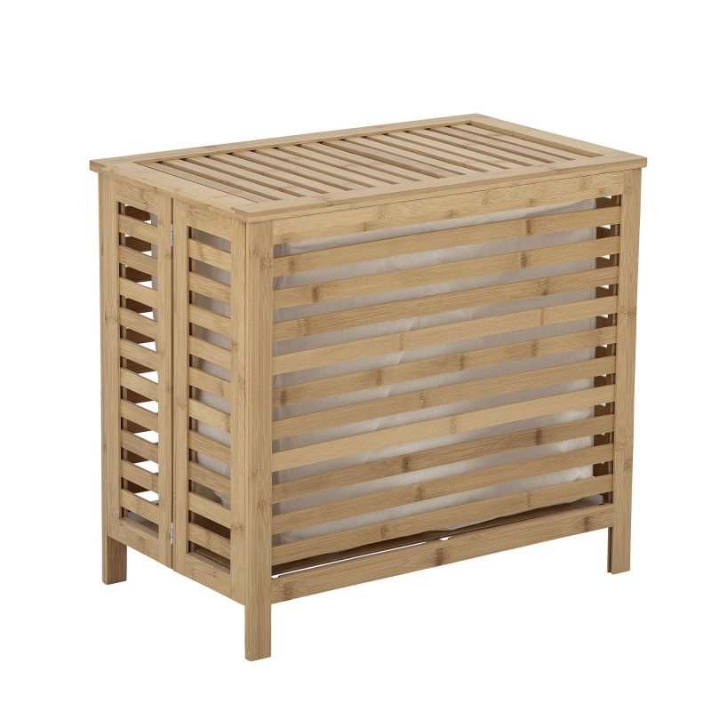 Panier à linge rectangulaire 51,5x56,5cm en bambou naturel ADEN