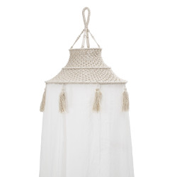 Ciel de lit en coton blanc bohème HUGH
