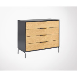 Commode 4 tiroirs métal et chêne SAVOR