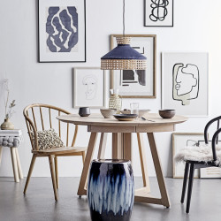 Table à manger ronde 118cm en bois de chêne CLAUDIA