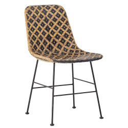 Chaise à motif bicolor en rotin et métal KITTY