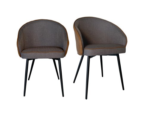 Lot de 2 chaises design en tissu et simili cuir TOMMY