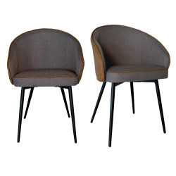 Lot de 2 chaises design en tissu et simili cuir TOMMY