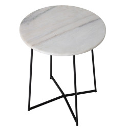 Table d'appoint ronde en marbre et métal ANOU