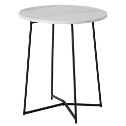 Table d'appoint ronde 30,5cm en marbre et métal noir ANOU