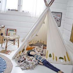 Tipi enfant en bois et tissu avec motifs MILLO