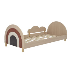 Lit enfant en forme de nuage en bois naturel à motifs CHARLI