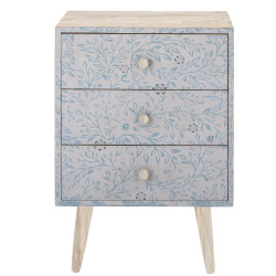 Commode enfant en bois à motifs fleuris bleus FRIGGA
