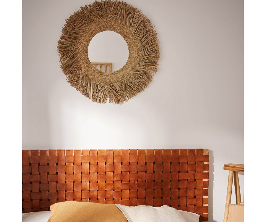 Tête de lit rectangulaire en cuir et bois CLARIE