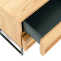 Table de chevet 2 tiroirs en bois et pied en acier POPPI