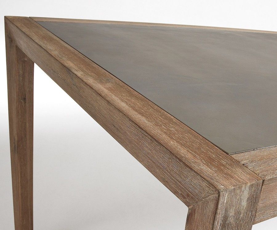 Table à manger pied bois plateau effet ciment SHEVY - 200cm