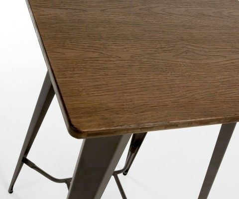 Table haute métal gris bois COSTY - 60cm