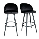 Lot de 2 tabourets de bar velours-JAMES
