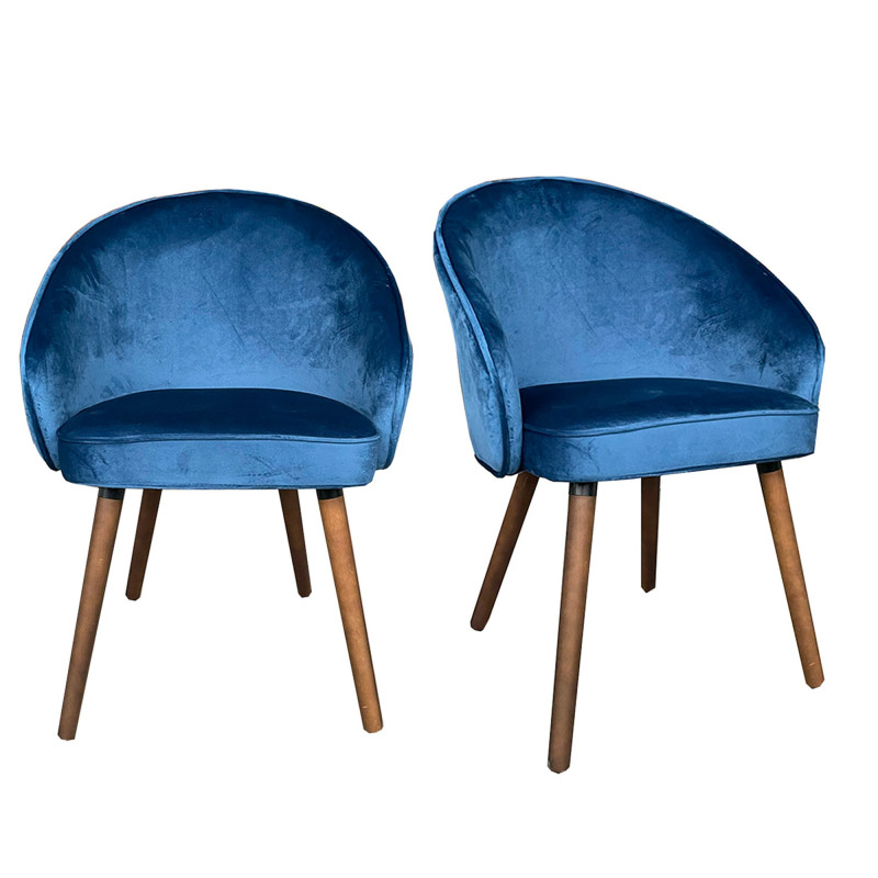 Lot de 2 fauteuils velours-VALDEZ