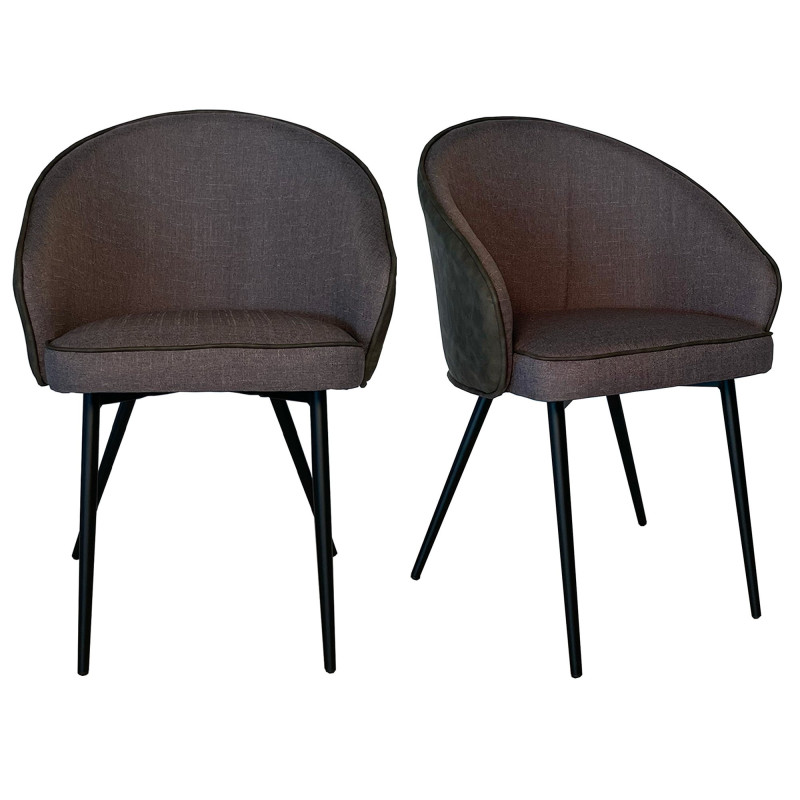 Lot de 2 chaises design en tissu et simili cuir TOMMY