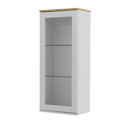 Armoire murale vitrée 1 porte en bois blanc ZINO