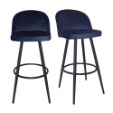 Lot de 2 tabourets de bar velours-JAMES