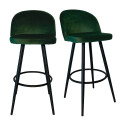 Lot de 2 tabourets de bar velours-JAMES