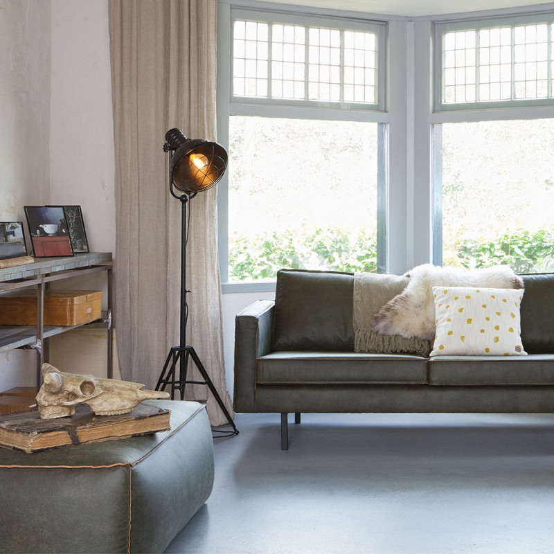 Grand pouf rétro cuir 120x43cm COLORADO