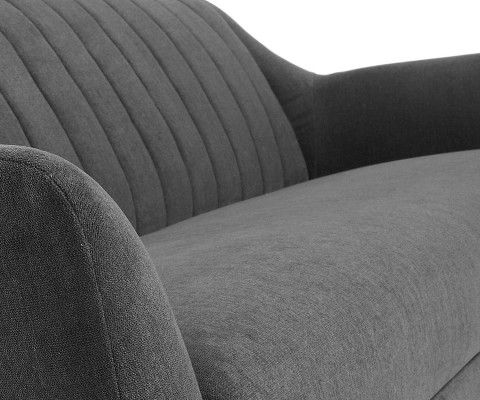 Canapé 3 places pieds bois tissu gris fonce OFINA - 190cm
