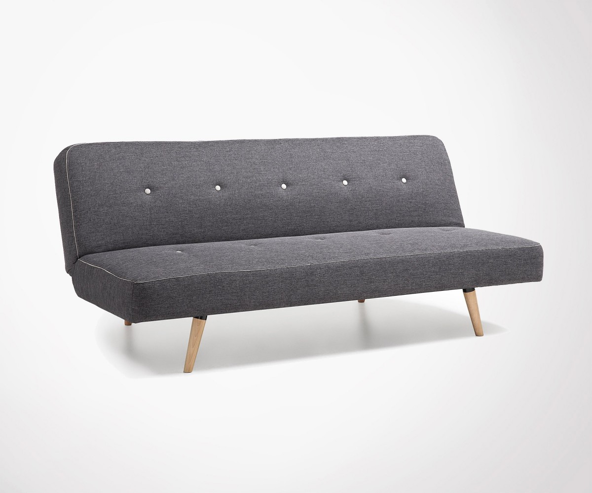 Large Convertible Sofa In Grey Fabric 180cm Top Design