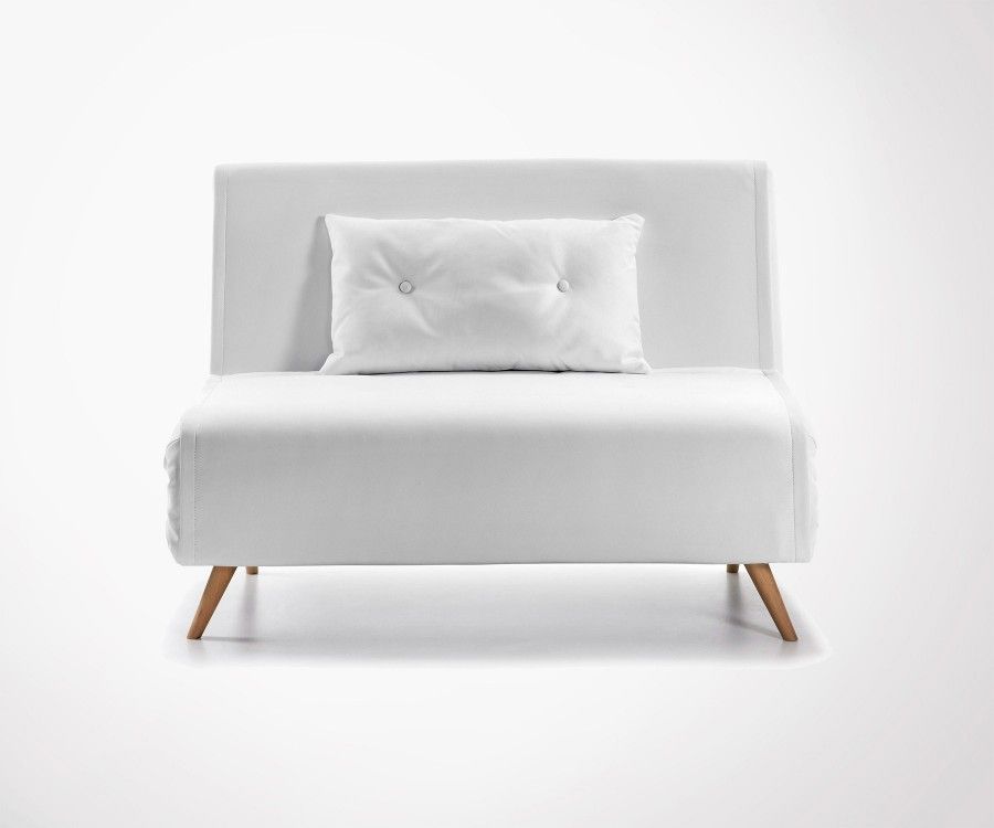Canapé lit tissu moderne blanc PANLU - 100cm
