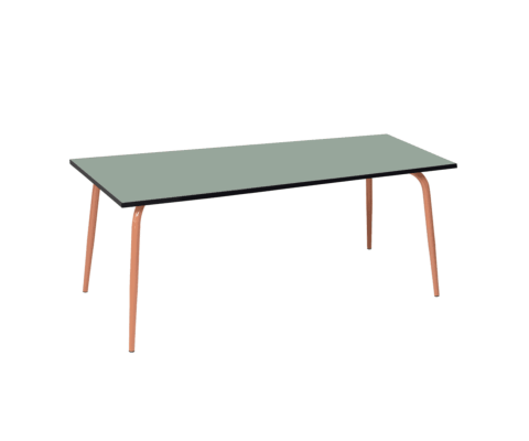 Table de jardin 160x90cm vintage vert kaki pieds bicolores 