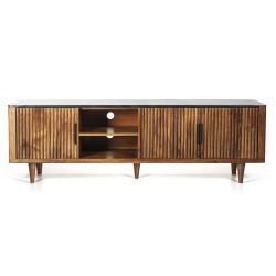 Meuble TV 180cm 3 portes en bois de manguier et marbre TICTO