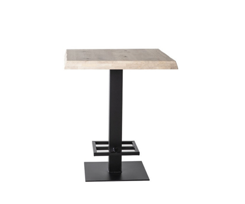 Table haute carrée 80x80cm bois brut et métal noir TICTI