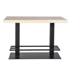Table haute rectangulaire 140x80cm bois clair et métal noir TICTI