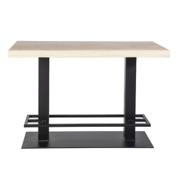 Table haute rectangulaire 140x80 cm en bois et métal