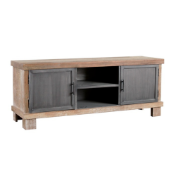 Meuble TV rustique en bois de teck 2 portes TOLTE