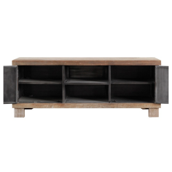 Meuble TV en bois et métal 2 portes