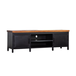 Meuble TV 170cm 2 portes en métal noir ZINI
