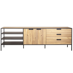 Buffet bas 70x220cm en bois et métal