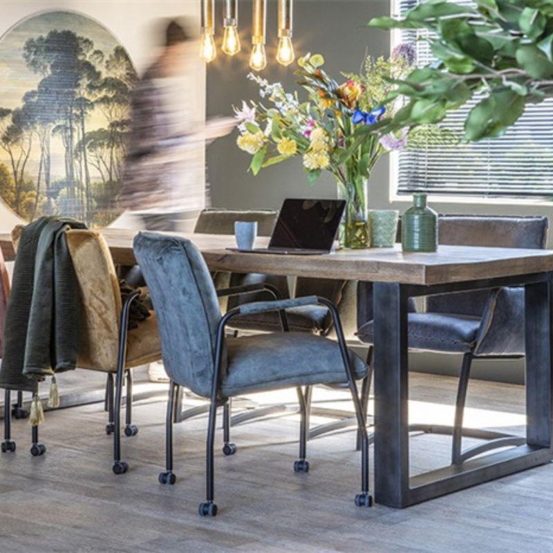 Table à manger 78x240cm en bois et métal