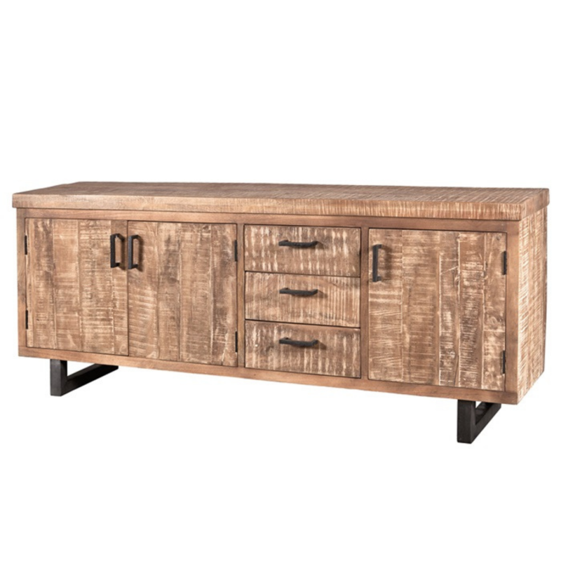 Buffet bas 83x200cm en bois et métal