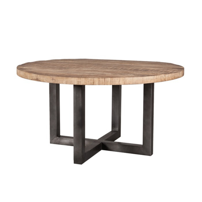 Table ronde 78x150cm en bois et métal
