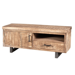 Meuble TV 57x123cm en bois massif et métal DOUDI