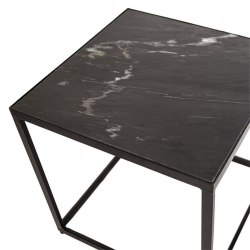 Table d'appoint carré 57x57cm en marbre et fer