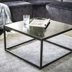 Table basse carré 38x70cm en marbre et fer