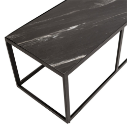 Table basse rectangulaire 38x140cm en marbre et fer