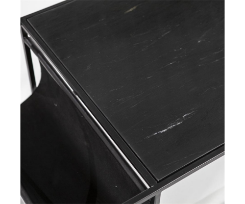 Table basse 38x120cm en marbre et métal avec pochette en cuir