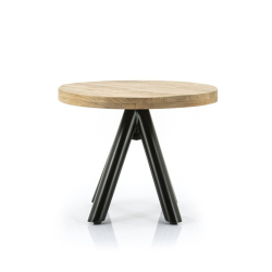 Table d'appoint ronde 50cm en bois et métal LISETTE