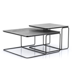 Tables basses gigognes design en métal noir ACTI