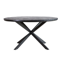 Table à manger ronde 76x140cm en bois et métal