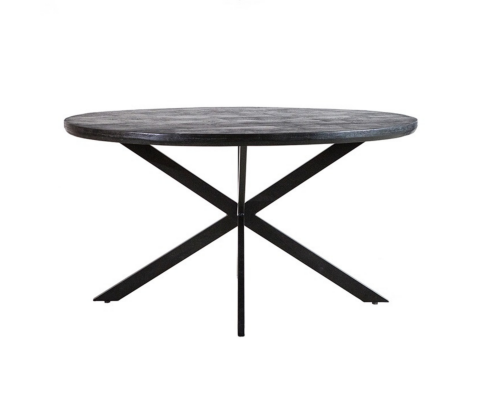 Table à manger ronde 76x140cm en bois et métal