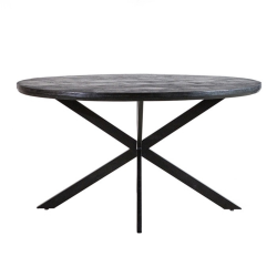 Table à manger ronde 76x140cm en bois et métal