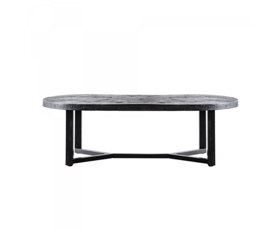 Table basse ovale 45x140cm en bois et métal