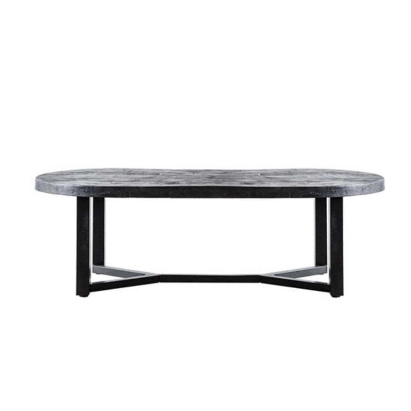 Table basse ovale 45x140cm en bois et métal